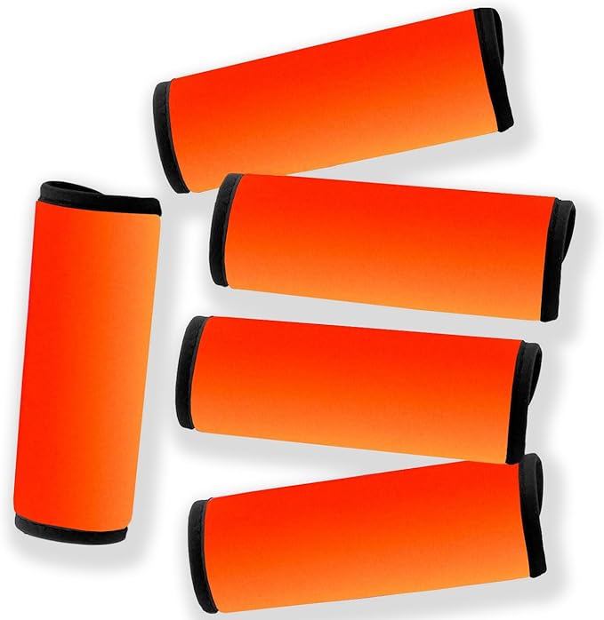 Neoprene Luggage Handle Wrap Fluorescent Colors Luggage Identifiers/Tags/Marker (Fluorescent Orange(5 Pack))