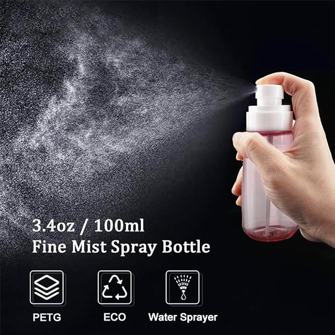 Cosywell Travel Size Spray Bottle TSA Approved 3.4oz 100ml 3 Pack Leak Proof Fine Mist Spray Bottles Empty Refillable Mist Sprayer for Perfume Essential Oils Toners Rose Water Cosmetics (3Pink)
