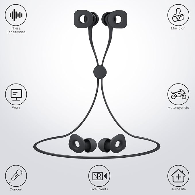 2 Pairs of Ear Plugs for Sleeping,Reusable Hearing Protection Earplugs with 8 Pairs Ear Tips & One Connector Cord,Soft Ear Plugs for Noise Reduction,Concert,Musician & Work - 25dB-30dB