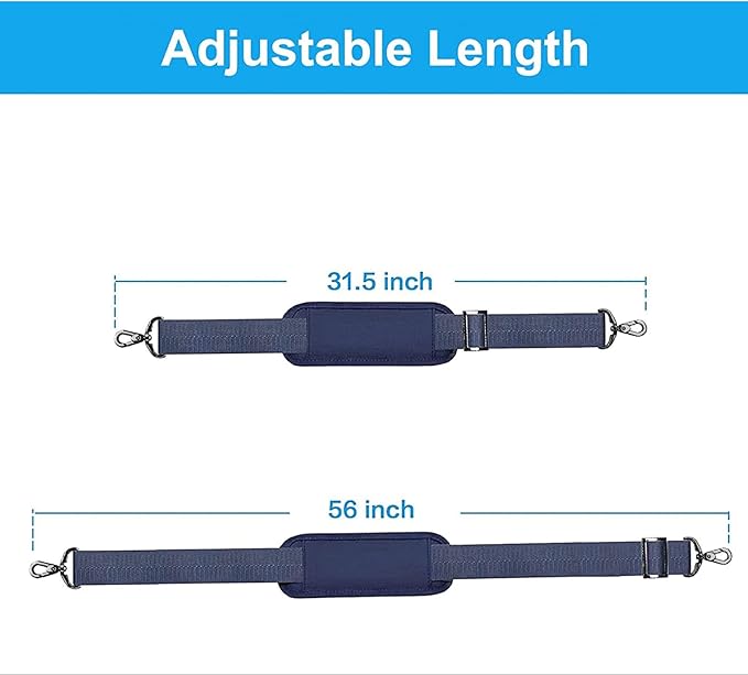 MOSISO 56 inch Shoulder Strap, Adjustable Thick Soft Universal Replacement Non-Slip Fit Padded with Metal Swivel Hooks for Laptop Shoulder Bag/Laptop Messenger Bag/Crossbody Bag, Navy Blue
