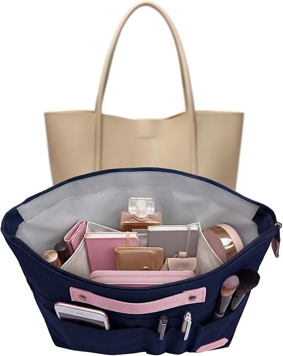 VANCORE Purse Organizer Insert for Handbags,Tote Bag Organizer Insert with Zipper Bag,Premium Handbag Organizer Inside Liner for Women with 15 Pockets