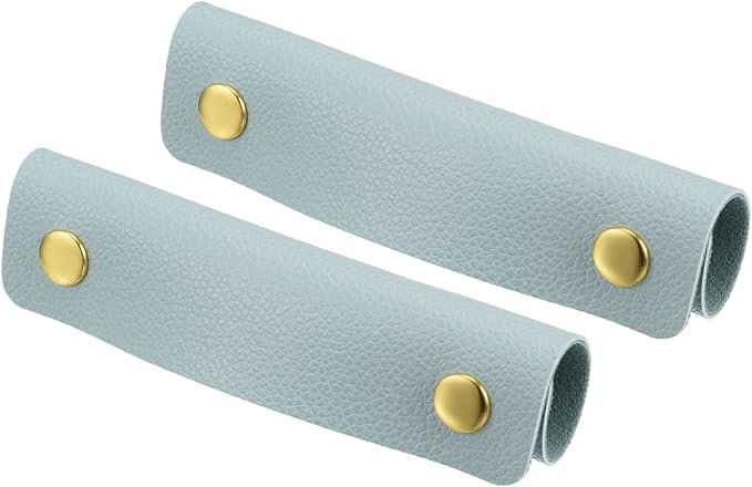 PATIKIL Luggage Handle Wrap, 2 Pack PU Handbag Grip Cover Protector Identifier with Clasp for Suitcase Grocery Shopping Bag, Light Blue