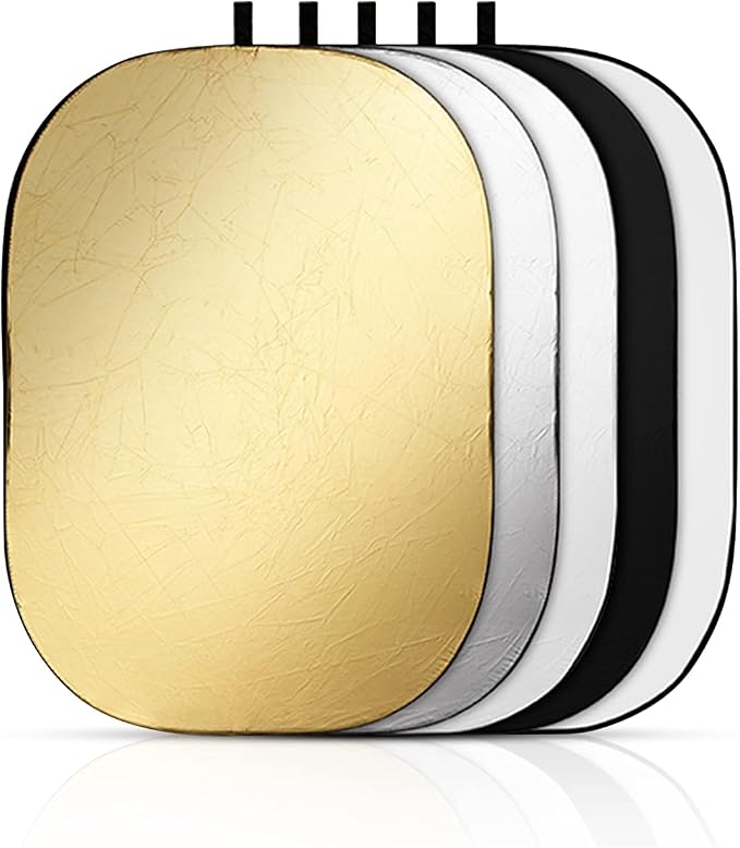 Godox 59"x79"/150x200cm Collapsible Oval Photography Light Reflector | 5-in-1 Multi-Disc Foldable Diffuser with Carrying Bag - Gold, Silver, Black, White, Translucent for Studio & Outdoor Lighting