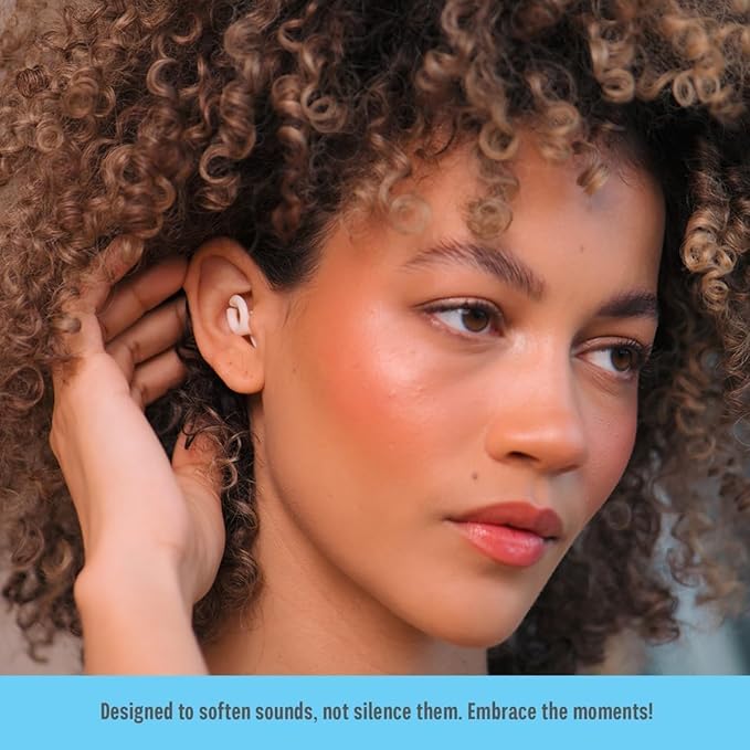 Hush Hoops Ear Plugs, Ultra-Soft Reusable Noise Reducing Earplugs with Horseshoe Shape for Comfort, 4 Tip Sizes for Customizable Fit, 17dB (NRR) Noise Reduction Rating, Cream, 1 Pair with Travel Case