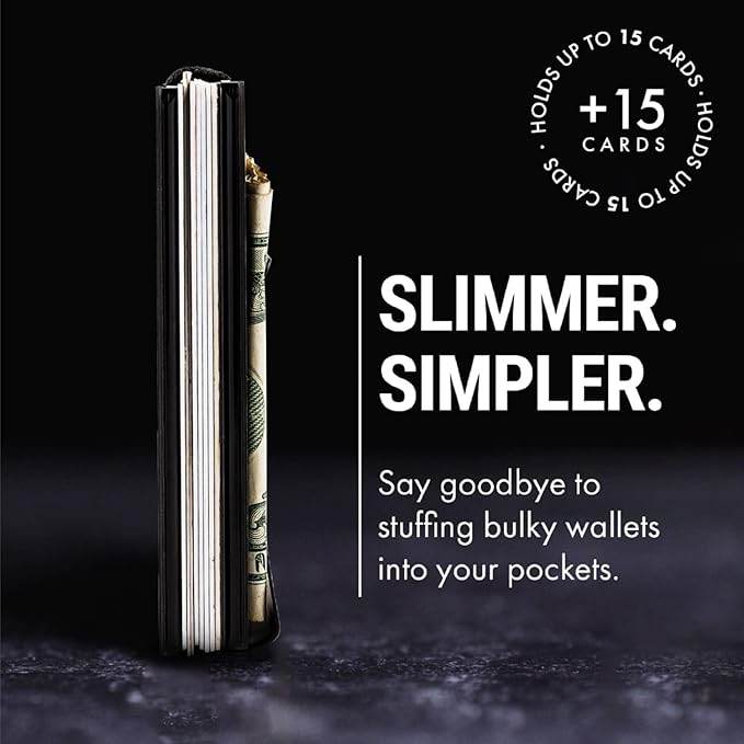 Mountain Voyage Co Minimalist Wallet for Men - Slim RFID I Scratch Resistant, Matte Black Credit Card Holder & Money Clip, Easily Removable Money & Cards, Mens Wallets