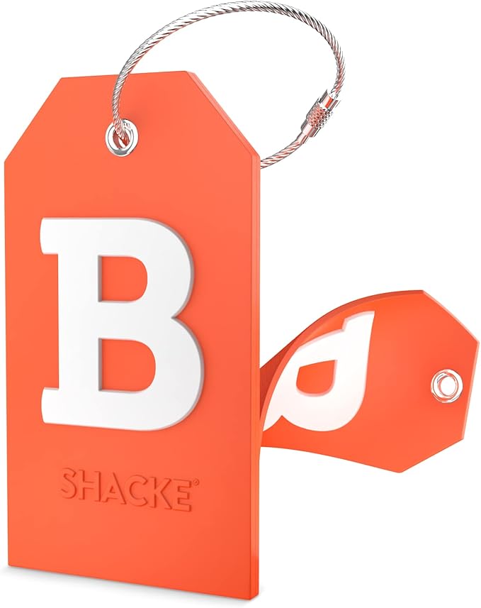 Shacke Initial Luggage Tag with Full Privacy Cover and Stainless Steel Loop – (Letter B)