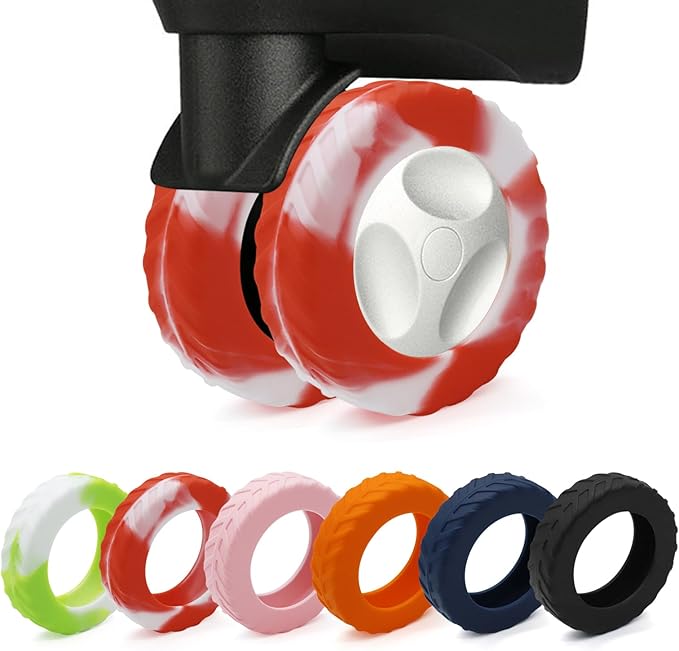 XYOFUN Luggage Compartment Wheel Protection Cover - Upgraded 8-Pack Anti Dust & Scratch Noise Reduction Carry On/Travel Suitcase Wheel Protector - For 2-2.4" wheels - Gradient Red