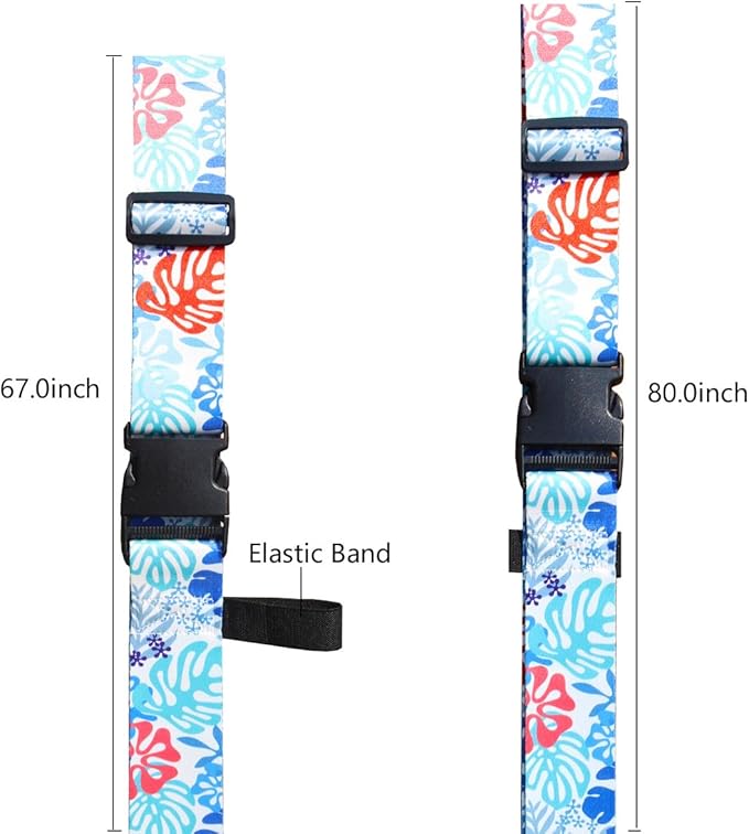 Luggage Straps for Suitcases TSA Approved Easy Pack Organized Suitcase Strap, Luggage Strap, Luggage Belt Strap, Bag Straps for Luggage. Buckle Straps Travel Accessories (Tropical Plant)