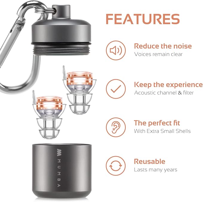 High Fidelity Concert Earplugs, Reusable Musicians Ear Plugs, 24dB Advanced Filter Technology Ear Protection for Music Festivals, DJs, Musicians