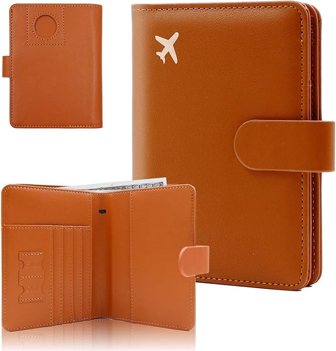Melsbrinna Premium Leather Passport Holder Covers Case, Waterproof Rfid Blocking Travel Wallet Passport Holder with Pen Holder, Cute Passport Book for Women/Men