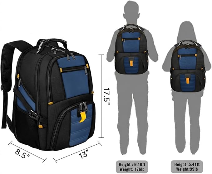 YOREPEK Large Backpack for Men, Extra Large Laptop Backpacks for Men Women, Water Resistant Travel Backpack Airline Approved Business Work Bag Fits 17 Inch Computer, Black