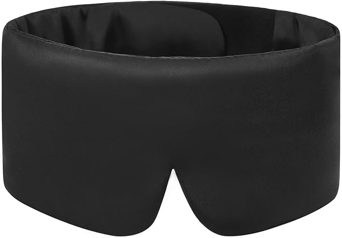 Weighted Facemask Silk ALASKA BEAR Eye Mask for Sleeping, Wraparound Style Compression, Wide Headband and Large Ear Coverage, Microwavable Beads Filled