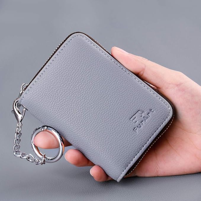 FurArt Zipper Wallet Women, RFID Blocking Credit Card Wallet, Business Card Holder, Compact Size KeyChain Wallet