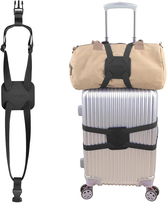 Luggage Straps Bag Bungees for Add a Bag Easy to Travel Suitcase Elastic Strap Belt (Black Luggage strap-1PCS)