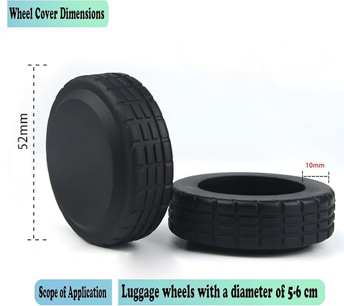 Coraltree 8Pcs Luggage Wheel Covers Silicone Protectors for 2-2.2" Spinner Wheels, Wear-Resistant & Anti-Noise Travel Accessories, Black