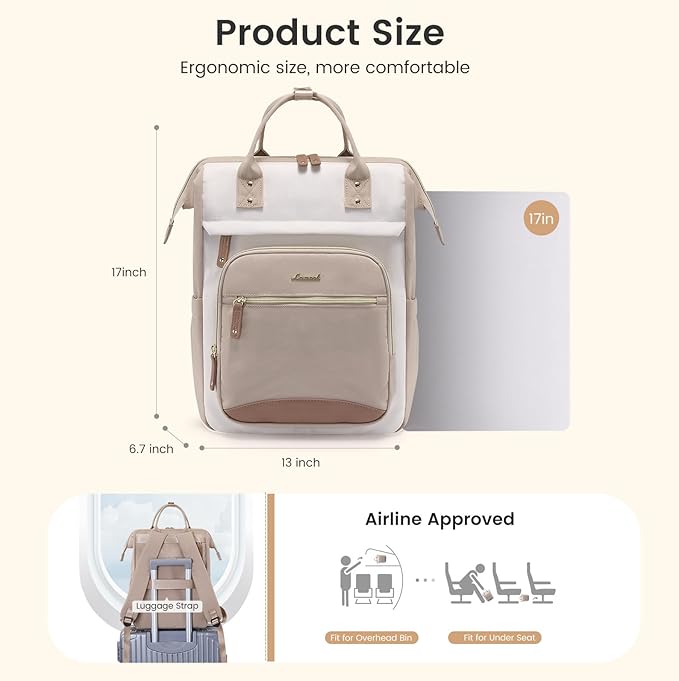 LOVEVOOK Laptop Backpack for Women Work Bag with Large Capacity Cup Side Pocket, 15.6 Inch Waterproof Computer Backpacks Purse, College Bookbag for School, Business, Teacher, Travel