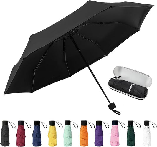 GAOYAING Compact Travel Umbrella with Case Sun&Rain Lightweight Small and Compact Suit for Pocket