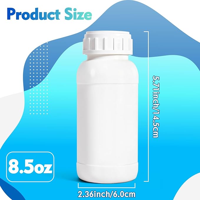 4Pack 8.4oz (250ml) Thick-Walled Plastic Travel Bottles - Reusable Empty Small Jars with Lids & Caps, EVOH High Barrier Leak Proof Storage for Toiletries, Samples & Cooking Oils
