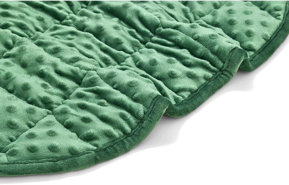 TONGDADA Weighted Lap Blanket 7lbs for Adult,Perfect for Relaxation, Lounging, Napping, Sleeping & Travel,Luxury Minky Weighted Body Blanket,Weighted Throw Blanket-Dark Green Minky Dot, 29" x 24"