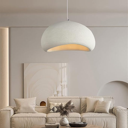 JAYMP 60cm Wabi Sabi Pendant Light for Dining Room Kitchen Island Hallway Restaurant Modern Hanging Lamp E26 Base Japanese Style Bird Nest Shape Lighting Fixture (Matte White,B Shape, 60cm/23.6in)