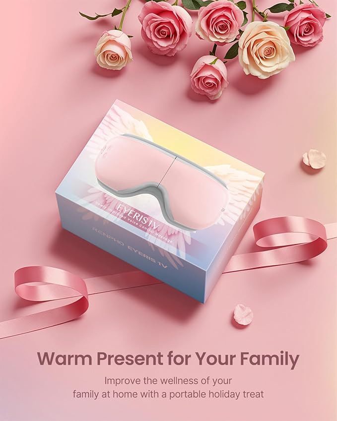 RENPHO Eyeris 1 Eye Massager with Heat, Birthday Day Gifts for Women Men Mom Dad Her Him, Eye Mask for Migraine, Smart Sleep Mask for Dry Eyes Relax, Reduce Strain