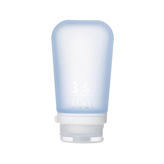 humangear GoToob+ (Large) | Refillable Silicone Travel Bottle | Locking Lid | Food-Safe Material | Blue, Large (3.4 fl.oz.; 100ml)