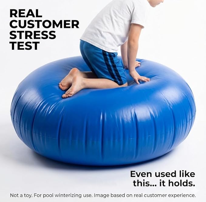 60" Round Pool Pillow for Above Ground Pools, Heavy Duty Inflatable Air Pillow for Pool Winterizing, Cold-Resistant PVC