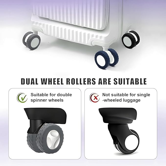 8Pcs Luggage Wheel Covers,Silicone Suitcase Cover for 2-2.4'' Spinner Wheel, Carry On Luggage Wheels Protector,Upgrade Suitcase Wheels Protective,Essential Travel Accessories (Lake Blue-L)