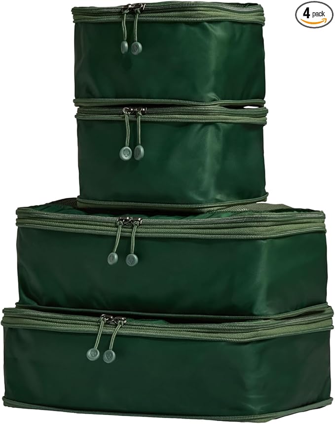 ANTLER - Compression Packing Cubes for Travel, Luggage Organiser for Suitcases or Bags, Travel Accessories, Set of 4, Antler Green