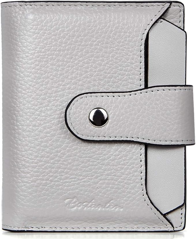 BOSTANTEN Women Leather Wallet RFID Blocking Small Bifold Zipper Pocket Wallet Card Case Purse with ID Window