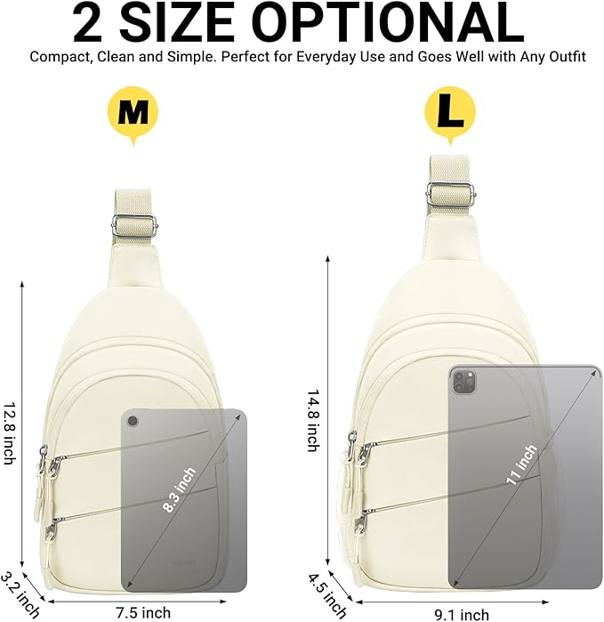 Tuwubi Crossbody Bags for Women, Sling Bag for Men, Small Hiking Backpack Anti Theft Lightweight for Outdoors Travel (M, Beige)
