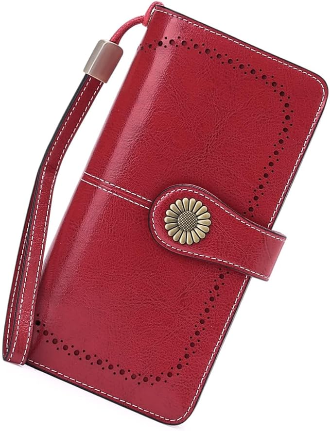 SENDEFN Wallets for Women Leather Credit Card Holder with RFID Blocking Large Capacity Wristlet | with RFID Blocking, Large Capacity, Wristlet, with RFID Blocking, Large Capacity, Wristlet