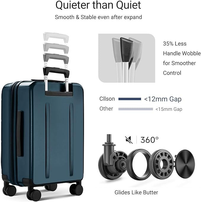 Carry On Luggage with Top Opening, Expandable with Front Pocket and USB Charging Port, Lightweight with front compartment Rolling Suitcases with Spinner Wheels (Navy, 20 Inch)