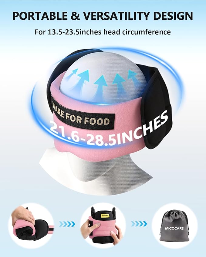 Travel Pillows for Airplanes, Airplane Pillow for Long Flights Sleeping with Eye Mask, 360° Support Plane Head Strap Compact Travel Essentials for Air Travel Sleep Neck Upright, Stop Bobblehead (Pink)