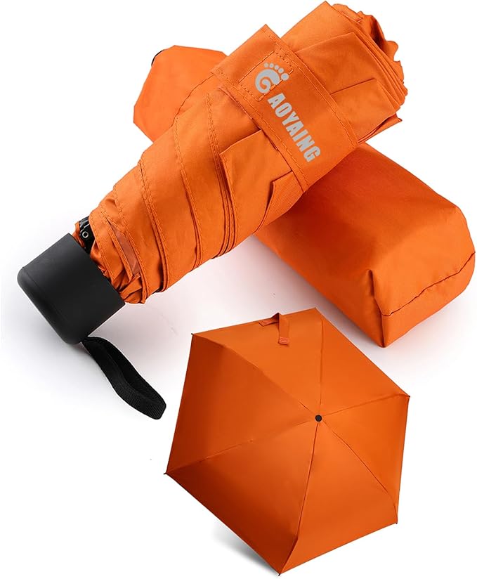 GAOYAING Small Mini Umbrella with Case Light Compact Design Perfect for Travel Lightweight Portable Parasol Outdoor Sun&Rain Umbrellas 34 Inches