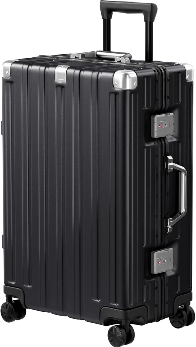 Krute Zipperless Luggage 24 Inch Aluminum Frame Suitcase with Spinner Wheels PC+ABS Hardide Checked Luggage TSA Approved