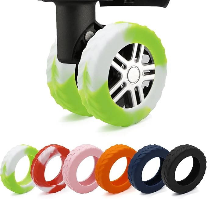 XYOFUN Luggage Compartment Wheel Protection Cover - Upgraded 8-Pack Anti Dust & Scratch Noise Reduction Carry On/Travel Suitcase Wheel Protector - For 2-2.4" wheels - Gradient Green