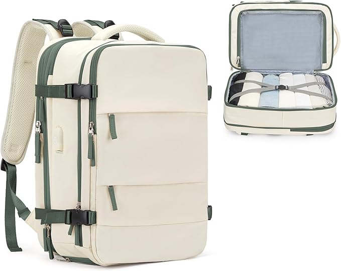 coofay Expandable Travel Backpack For Women Men Airline Approved Personal Item Backpack For Airlines Carry On Backpack Flight Approved Waterproof Backpack For Traveling On Airplane Travel Bag