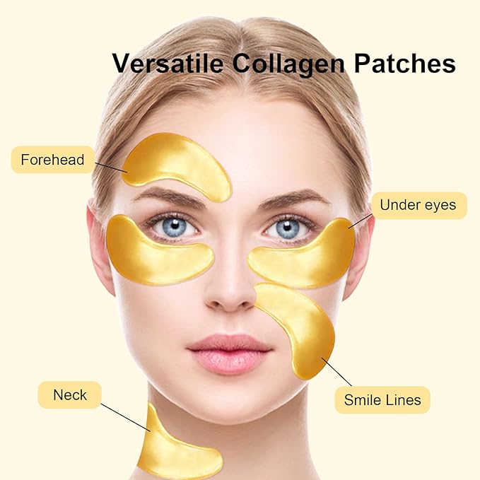 Permotary 30 Pairs Gel Crystal Collagen Under Eye Patches, 24K Gold Eye Mask for Moisturizing Skin, Lighten Dark Circles, Reduce Wrinkles & Puffiness,Bachelorette Party Gifts