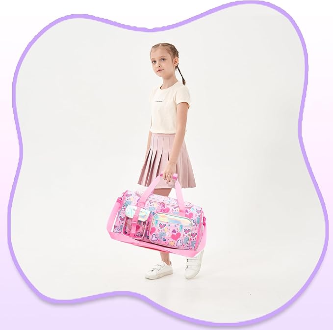 Duffle Bag for Kids Travel Bag for Girls Dance Bags for Kids Overnight Bags for Teen Girls with Shoe Compartment