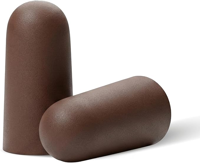 Happy Hippo Soft Foam Earplugs, 33 dB NRR, (50 Pair, 100 Ear Plugs), Maximum Protection for Sleeping, Power Tools, Loud Work Environments (Dark Brown)