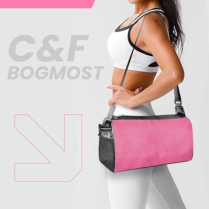 C&F BOGMOST Small Travel Duffel Bag Foldable Waterproof Gym Bag for Gym Beach Swim Bags Men Women Duffle Bag Lightweight Oxford Cloth Sports Bags-Pink