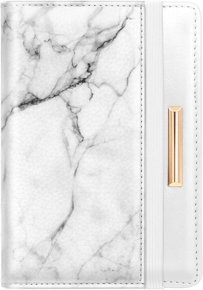 Passport Holder Cover,Traveling Passport Case Marble Passport Wallet for Women,White Marble