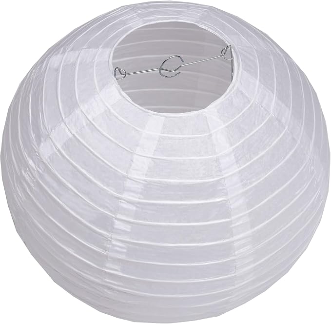 Pack of 6 Round Paper Lantern Lamp Paper Lanterns Party Decorations White, 16"/40CM)
