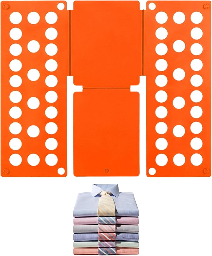 Shirt Folding Board,Small Size Clothes Folder Board Foldable Tool for Easy and Fast Folding (Orange)
