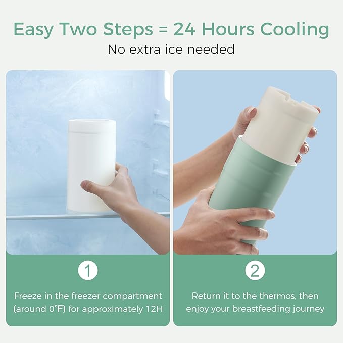 Momcozy Portable Breast Milk Cooler for Travel, 24H Ice-Free Cooling Breastmilk Storage Bottles Container, 12 Ounces Leak Proof Outdoor Small Freezer, Baby Breastfeeding Essential for New Moms