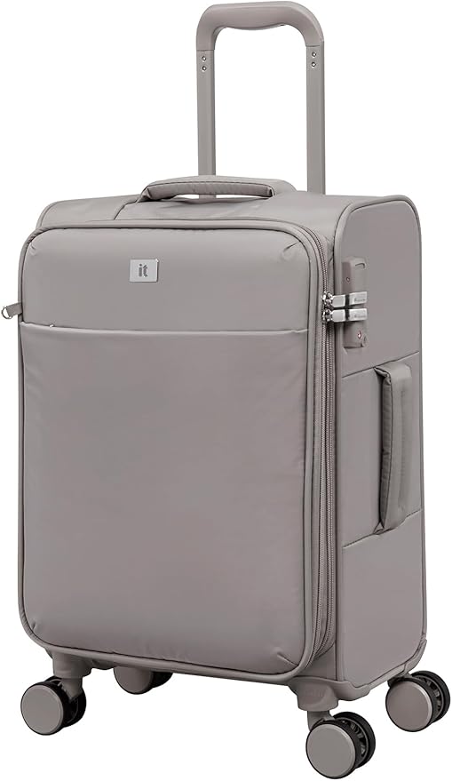 It Luggage Lustrous Luxe 22" Softside Carry-On 8 Wheel Spinner, Moon Rock