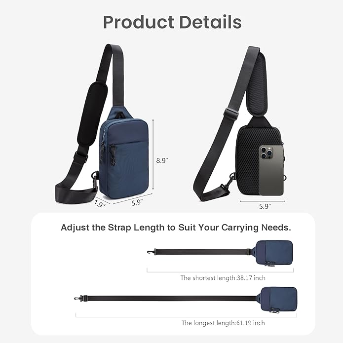 higouta Mini Sling Bag for Men Women, RFID Blocking Crossbody Backpack Casual Utility Chest Phone Bag for Travel Workout