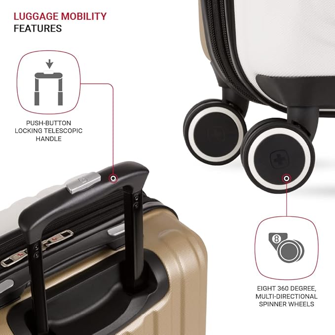 SwissGear Duet Expandable Luggage Set, 3-Piece Hardside Luggage Set with Spinner Wheels