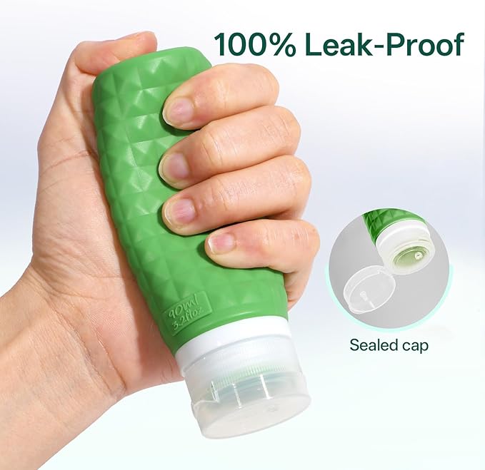 Travel Bottles for Toiletries, TSA Approved Travel Size Containers, Leak Proof Silicone Shampoo Bottles, Small Toiletry Containers with Clear Bag for Shampoo Conditioner Lotion